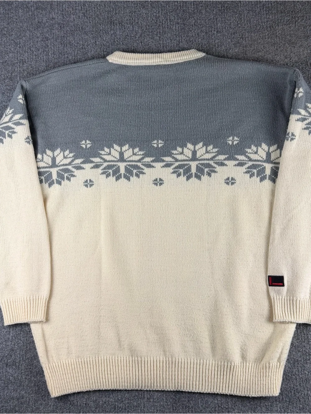Vintage FUBU Christmas Knit Sweater Mens XXL Cream Grey Streetwear Retro Hip Hop